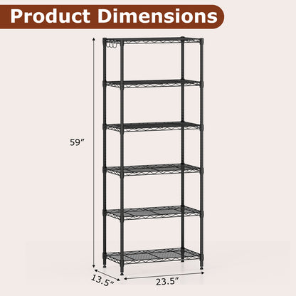 6-Tier Metal Storage Shelving Unit with V-Shaped Wire Rack and 900 LBS Capacity-DK, Black Garages at Gallery Canada