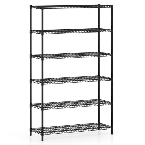 6-Tier Metal Storage Shelving Unit with V-Shaped Wire Rack for Home Garage, Black