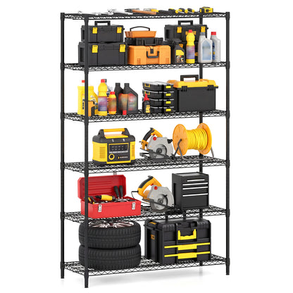 6-Tier Metal Storage Shelving Unit with V-Shaped Wire Rack for Home Garage, Black Garages at Gallery Canada