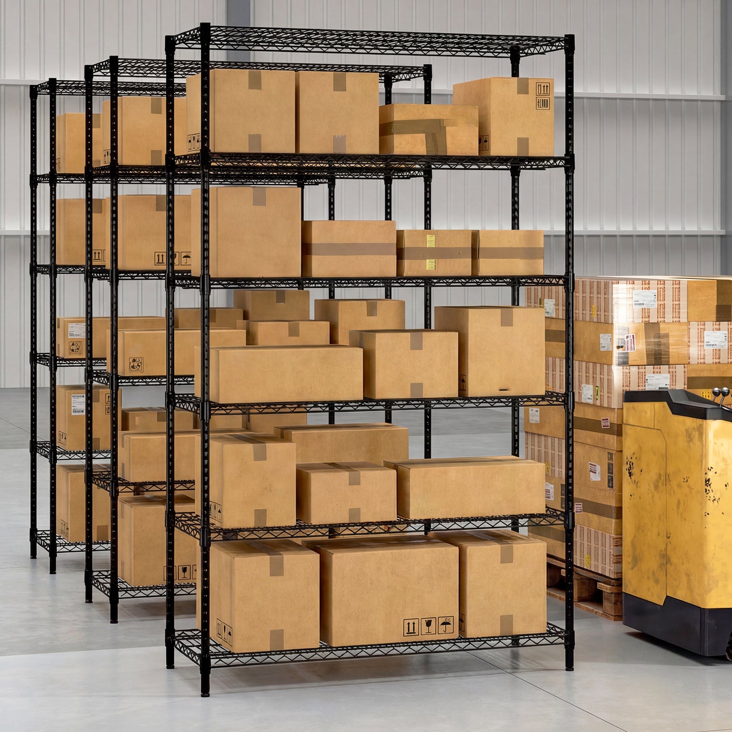 6-Tier Metal Storage Shelving Unit with V-Shaped Wire Rack for Home Garage, Black Garages at Gallery Canada