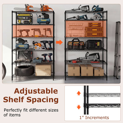 6-Tier Metal Storage Shelving Unit with V-Shaped Wire Rack for Home Garage, Black Garages at Gallery Canada