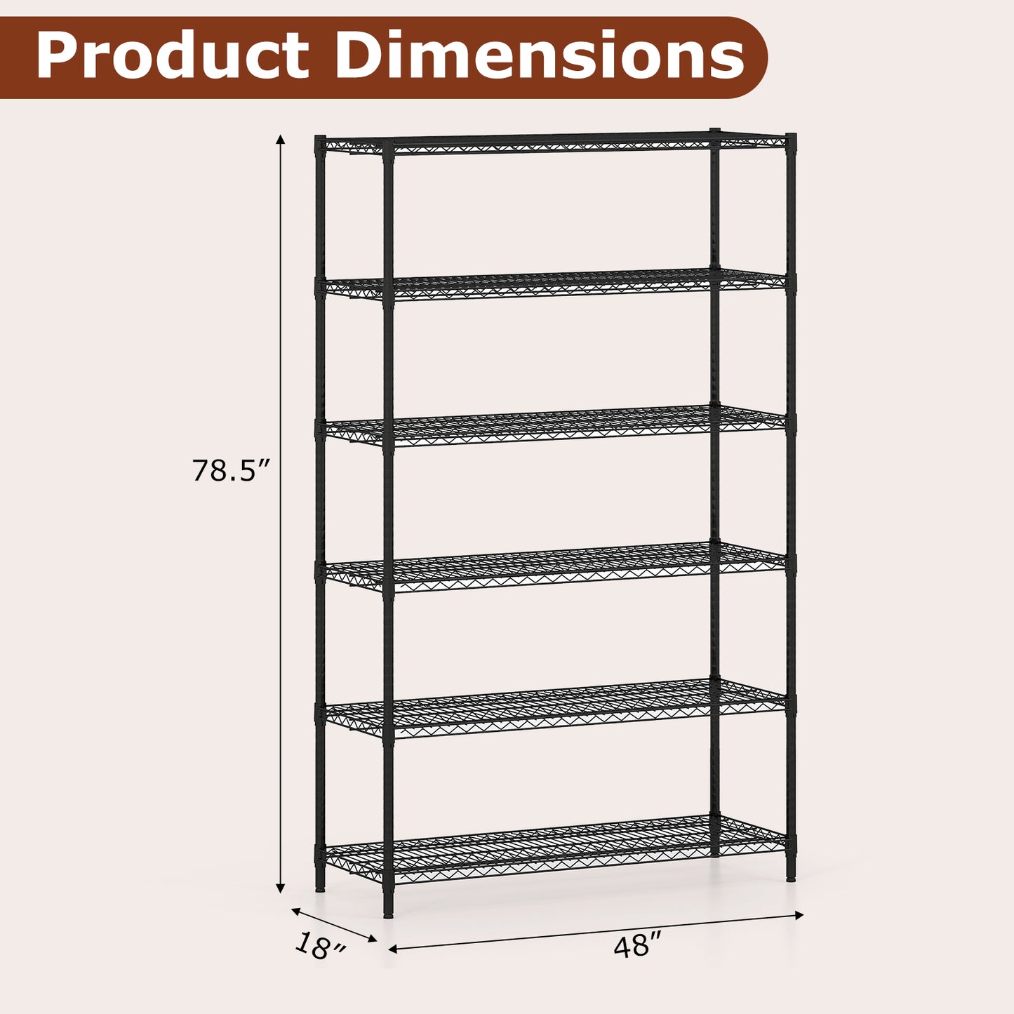 6-Tier Metal Storage Shelving Unit with V-Shaped Wire Rack for Home Garage, Black Garages at Gallery Canada