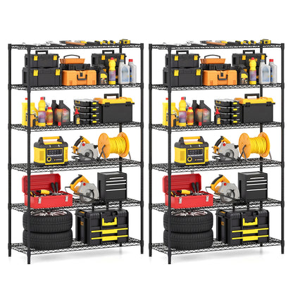 6-Tier Metal Storage Shelving Unit Set of 2 Adjustable Utility Shelf with V-Shaped Wire Rack, Black Garages at Gallery Canada