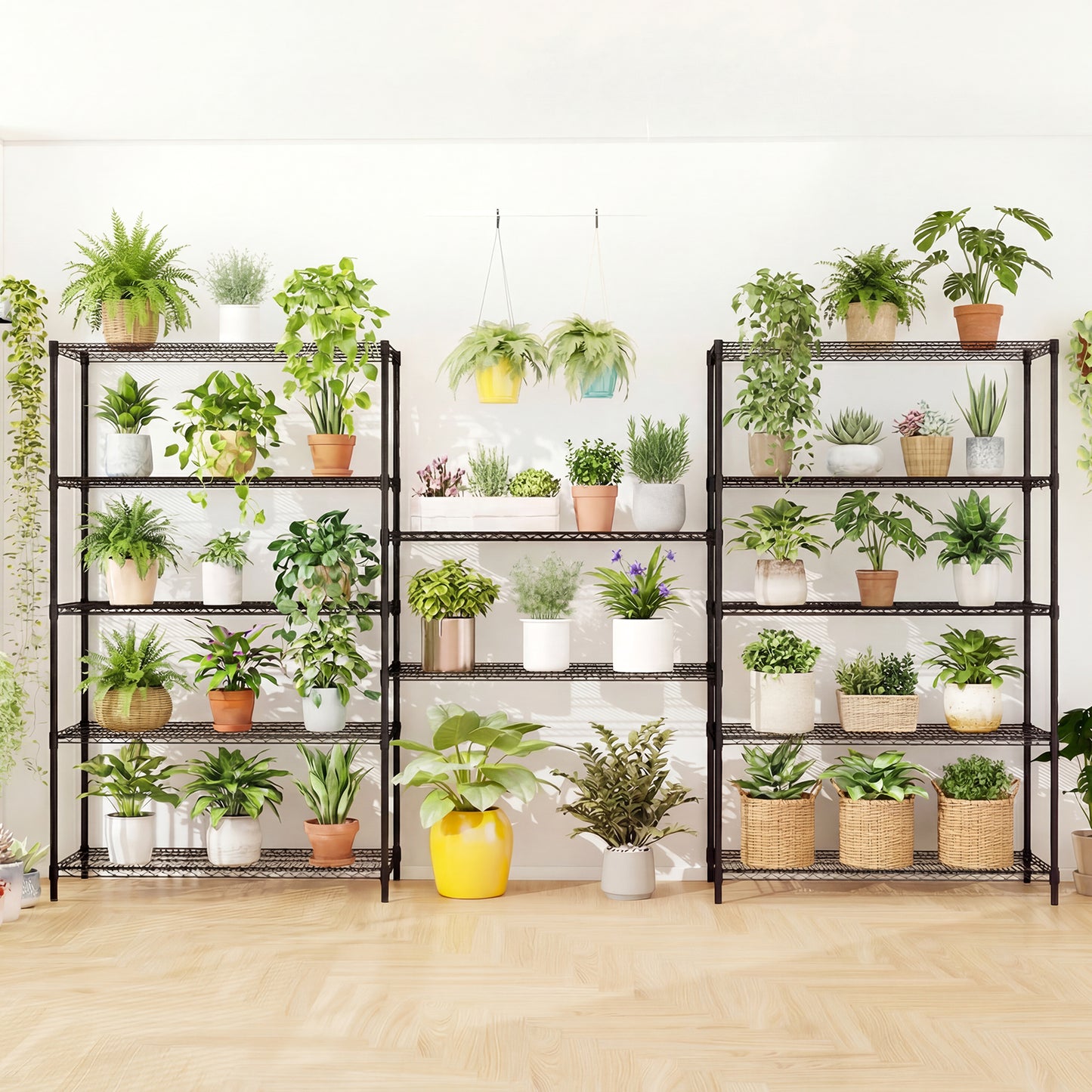 6-Tier Metal Storage Shelving Unit Set of 2 Adjustable Utility Shelf with V-Shaped Wire Rack, Black Garages at Gallery Canada