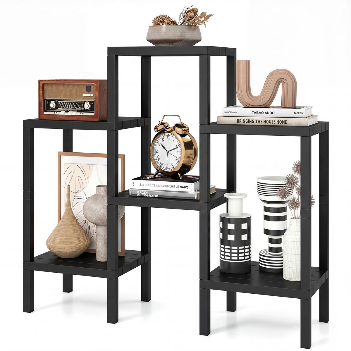 6-Tier Plastic Modular Storage Shelves for Living Room and Kitchen, Black Raised Garden Beds at Gallery Canada