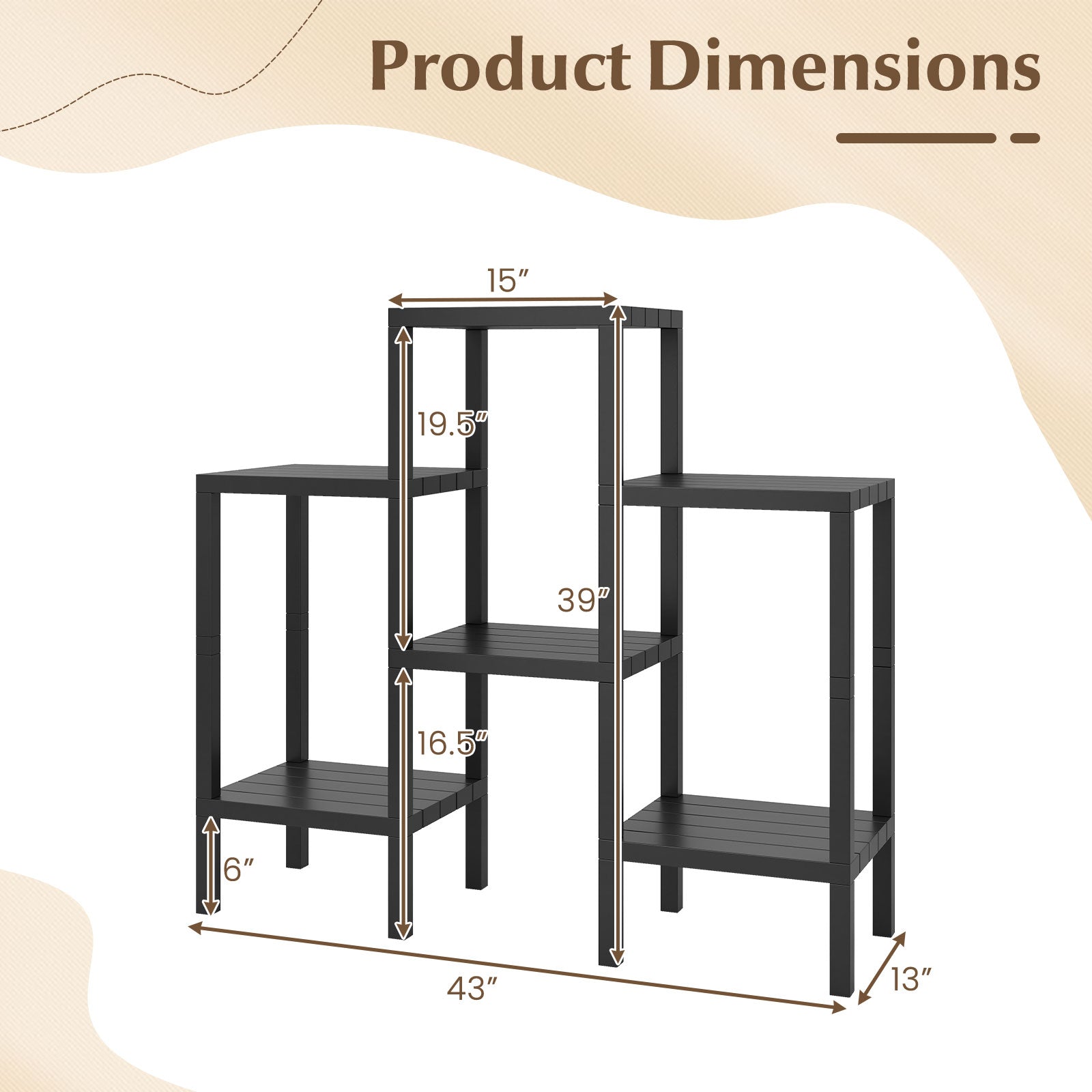 6-Tier Plastic Modular Storage Shelves for Living Room and Kitchen, Black Raised Garden Beds at Gallery Canada