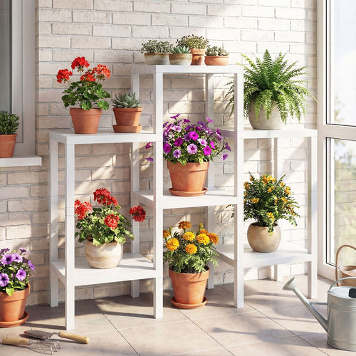 6-Tier Plastic Modular Storage Shelves for Living Room and Kitchen, White