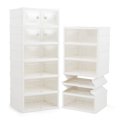 6-Tier Shoe Organizer with Clear Doors, White