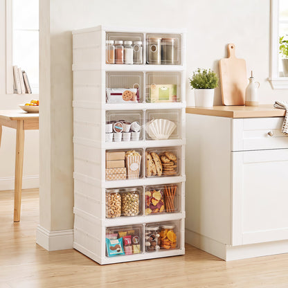 6-Tier Shoe Organizer with Clear Doors, White