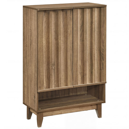 6-Tier Shoe Storage Organizer with 2 Fluted Doors, Oak Shoe Racks & Storage Benches Oak at Gallery Canada
