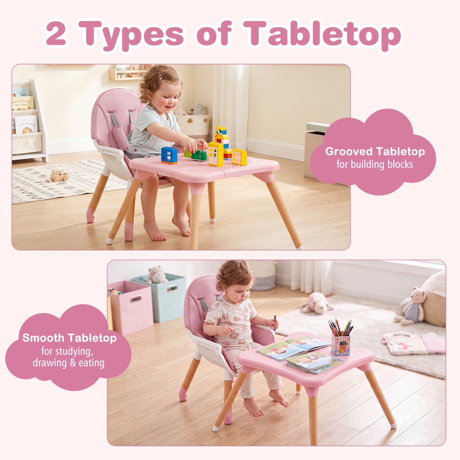6-in-1 High Chair, Ages 6-36 Months, Pink High Chairs at Gallery Canada