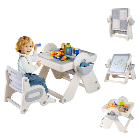 6-In-1 Multi-Activity Children Table And Chair Set, Gray And White Kids Table & Chair Sets Gray & White at Gallery Canada