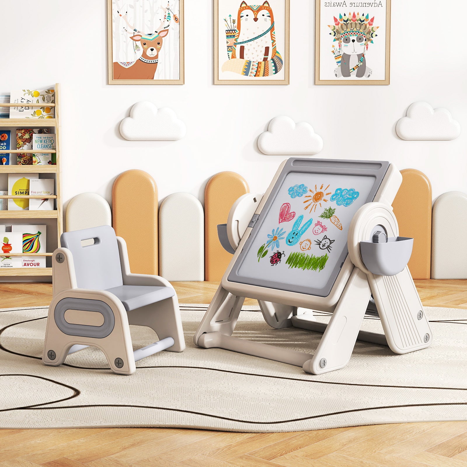 6-In-1 Multi-Activity Children Table And Chair Set, Gray And White Kids Table & Chair Sets at Gallery Canada