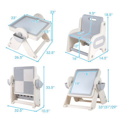 6-In-1 Multi-Activity Children Table And Chair Set, Gray And White Kids Table & Chair Sets at Gallery Canada