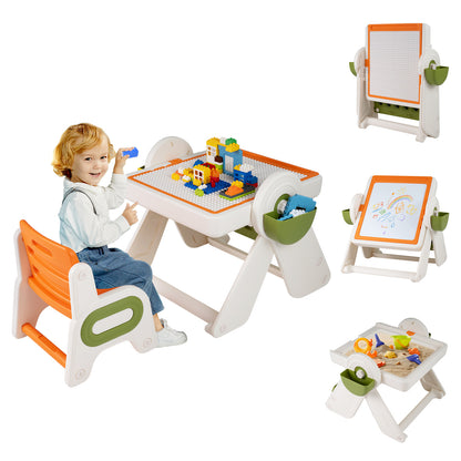 6-In-1 Multi-Activity Children Table And Chair Set, Folding Art Easel, Orange Kids Table & Chair Sets at Gallery Canada
