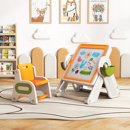 6-In-1 Multi-Activity Children Table And Chair Set, Folding Art Easel, Orange Kids Table & Chair Sets at Gallery Canada