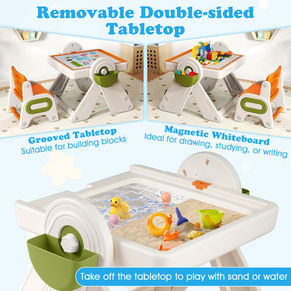6-In-1 Multi-Activity Children Table And Chair Set, Folding Art Easel, Orange Kids Table & Chair Sets at Gallery Canada