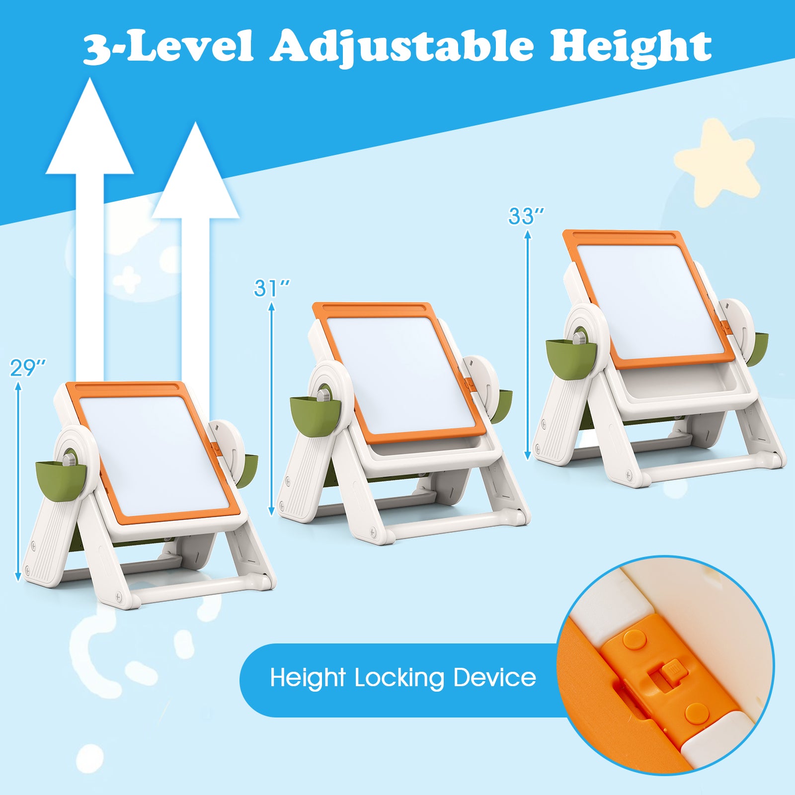 6-In-1 Multi-Activity Children Table And Chair Set, Folding Art Easel, Orange Kids Table & Chair Sets at Gallery Canada