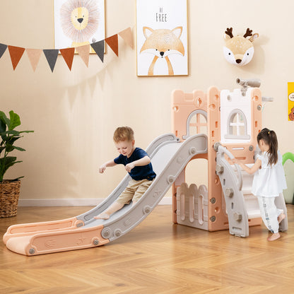 6-in-1 Toddler Slide, L-Shaped Playground, Basketball Hoop, Pink Climbers & Slides at Gallery Canada
