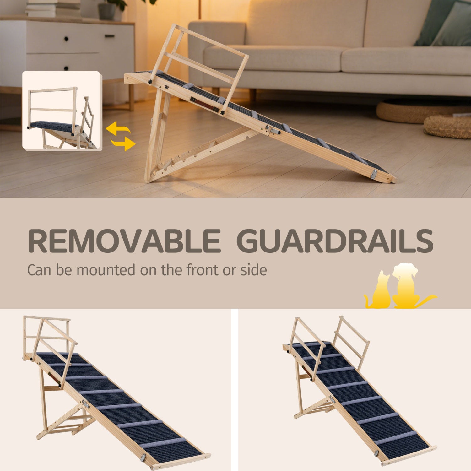 6-Level Adjustable Foldable Dog Ramp, Dark Gray Dog Supplies at Gallery Canada