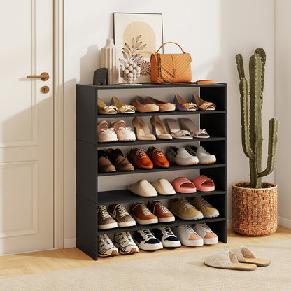 6-Tier Shoe Rack With Anti-Tipping Device, Black Shoe Racks & Storage Benches at Gallery Canada
