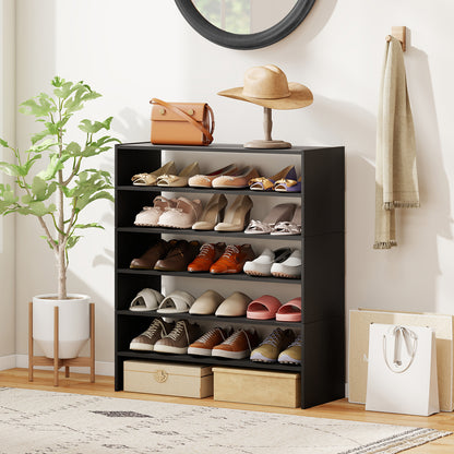 6-Tier Shoe Rack With Anti-Tipping Device, Black Shoe Racks & Storage Benches at Gallery Canada