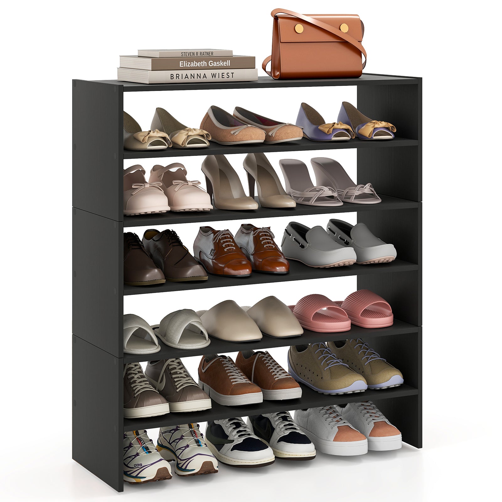6-Tier Shoe Rack With Anti-Tipping Device, Black Shoe Racks & Storage Benches at Gallery Canada