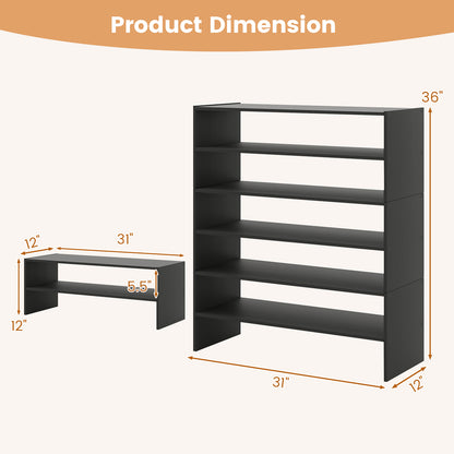 6-Tier Shoe Rack With Anti-Tipping Device, Black Shoe Racks & Storage Benches at Gallery Canada