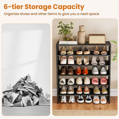 6-Tier Shoe Rack With Anti-Tipping Device, Black Shoe Racks & Storage Benches at Gallery Canada