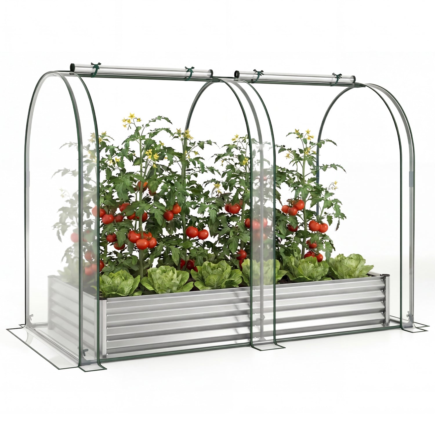 6 x 3 x 1 FT Galvanized Raised Garden Bed, Greenhouse Cover, Silver Raised Garden Beds Silver at Gallery Canada
