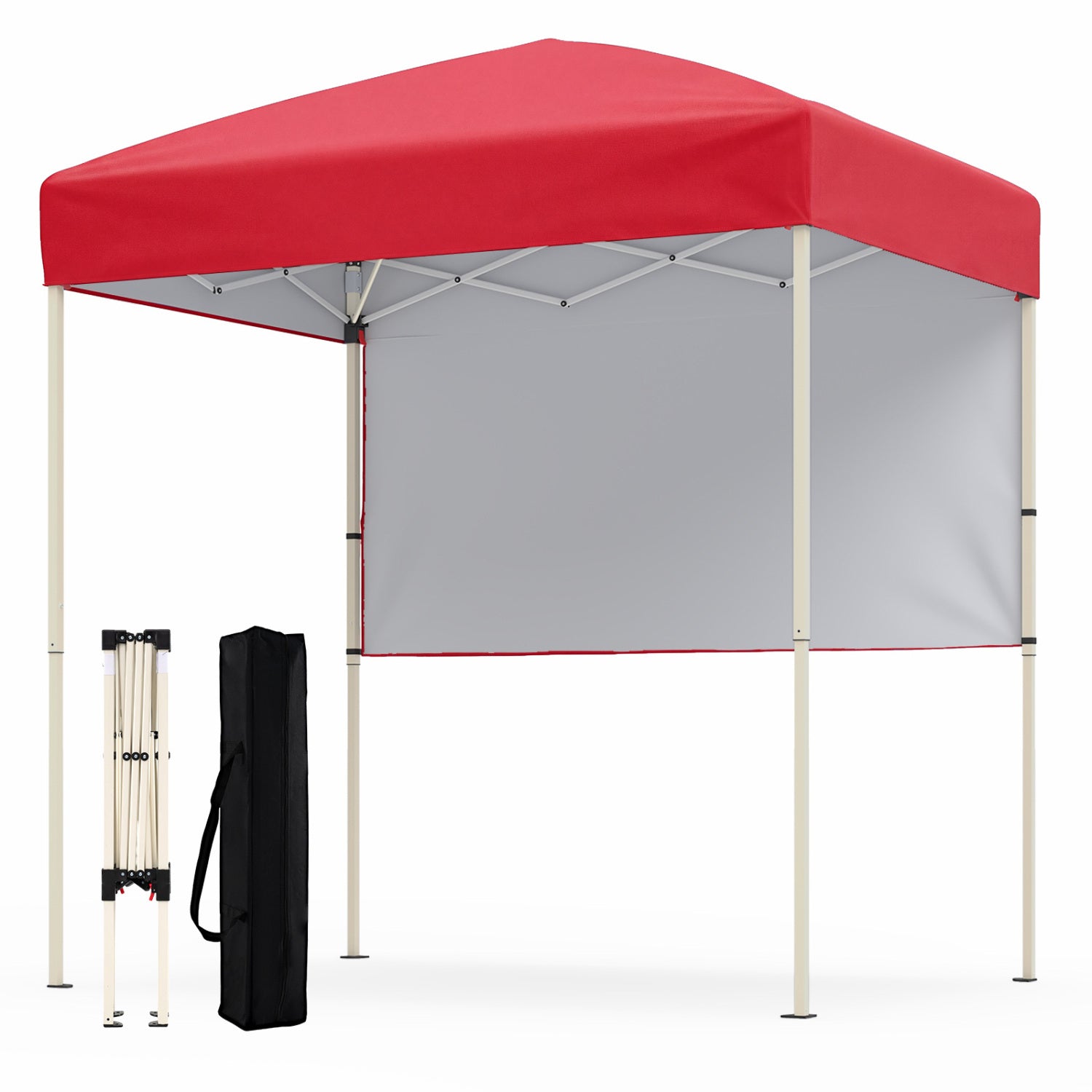 6x4 FT Pop-Up Canopy Tent with Half Sidewall, Red Canopies Red at Gallery Canada