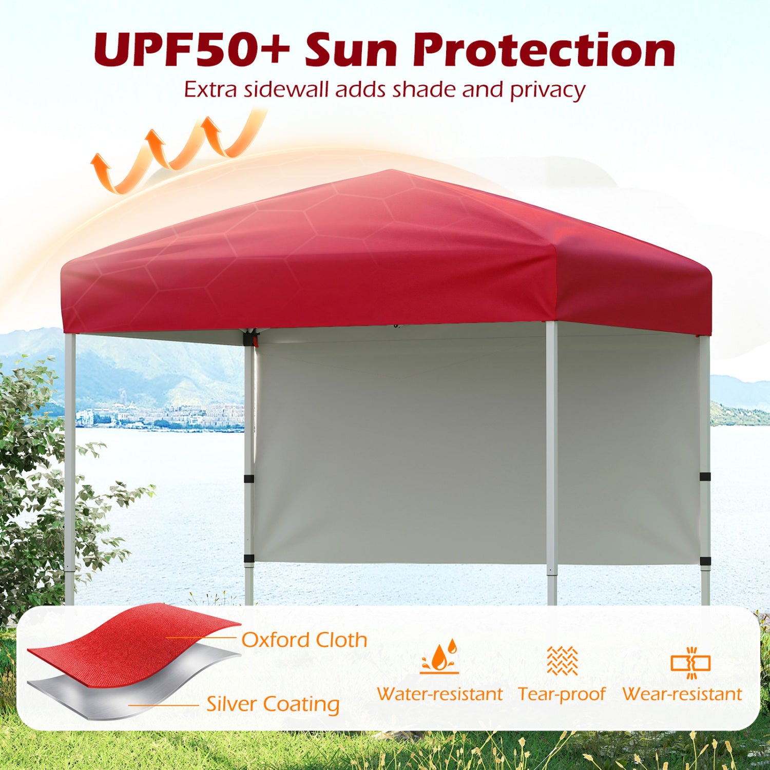6x4 FT Pop-Up Canopy Tent with Half Sidewall, Red Canopies at Gallery Canada