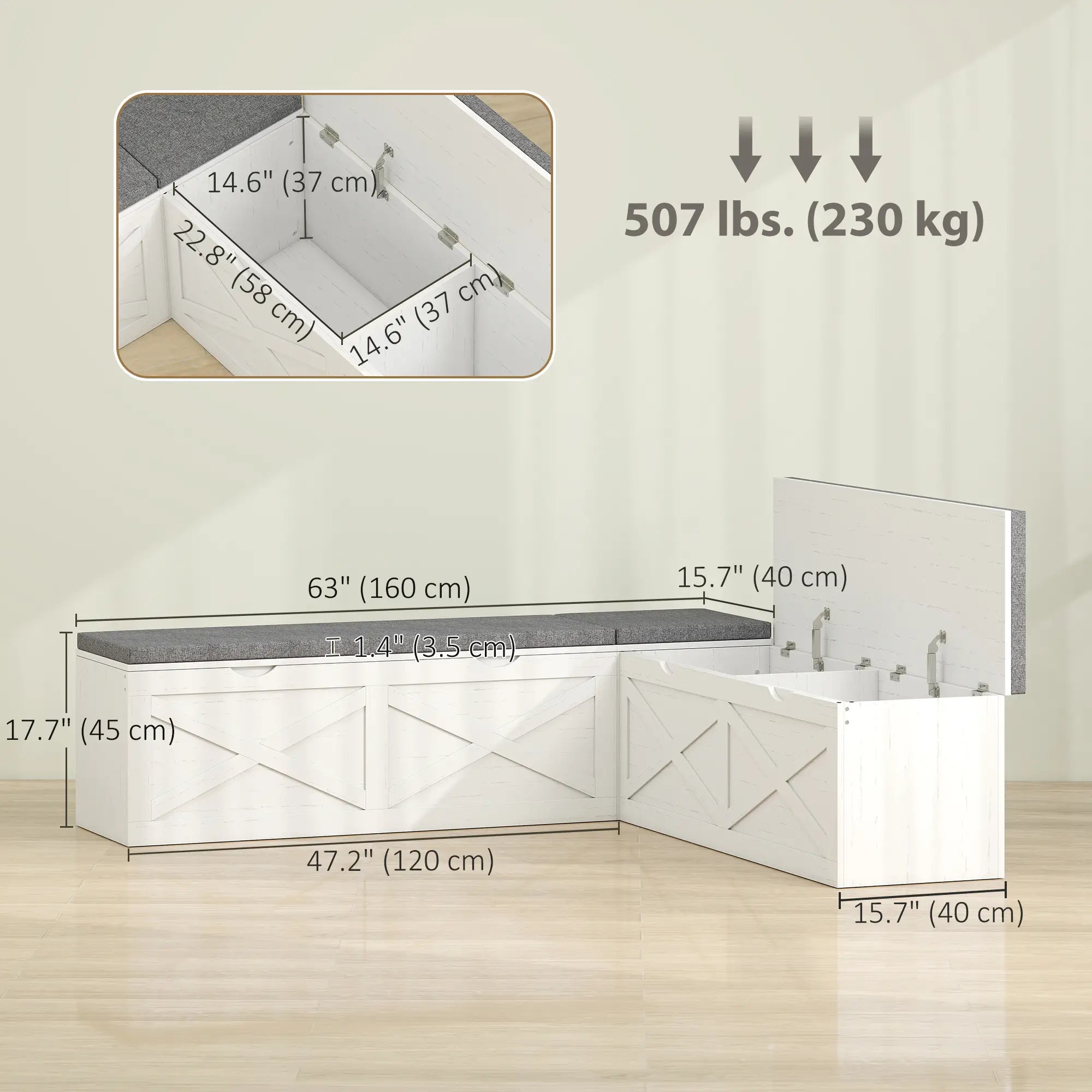L-Shaped Shoe Bench With Padded Cushion, White Shoe Storage Cabinets & Racks at Gallery Canada