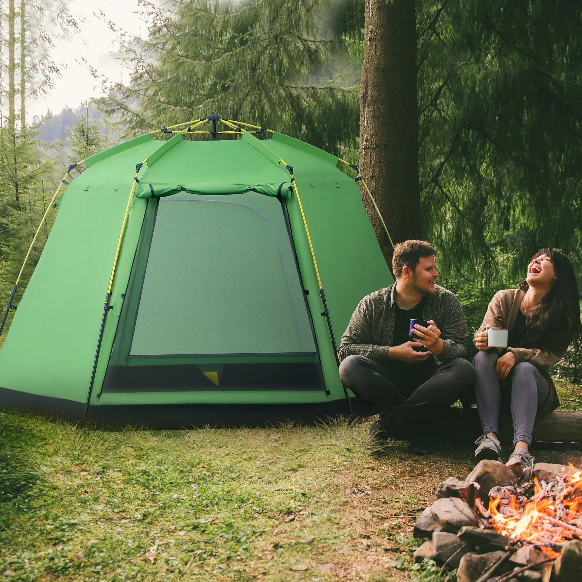 6 Person Instant Tent, 2-Tier Fabric With 4 Windows, Portable Camping, Green Camping Tents at Gallery Canada
