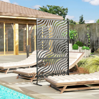 78" X 48" Metal Outdoor Privacy Screen, Freestanding Divider, Black Side Awnings at Gallery Canada