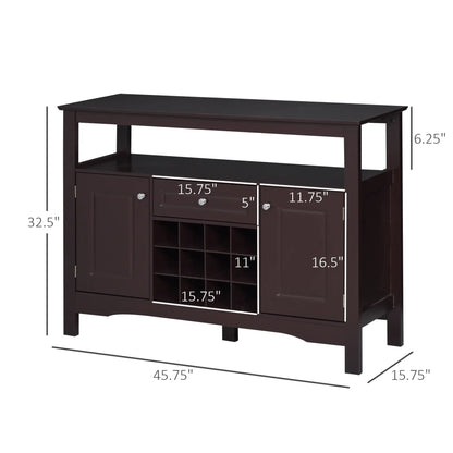 Modern Kitchen Buffet Cabinet, Drawer, 12-Bottle Wine Rack, Espresso Bar Cabinets at Gallery Canada
