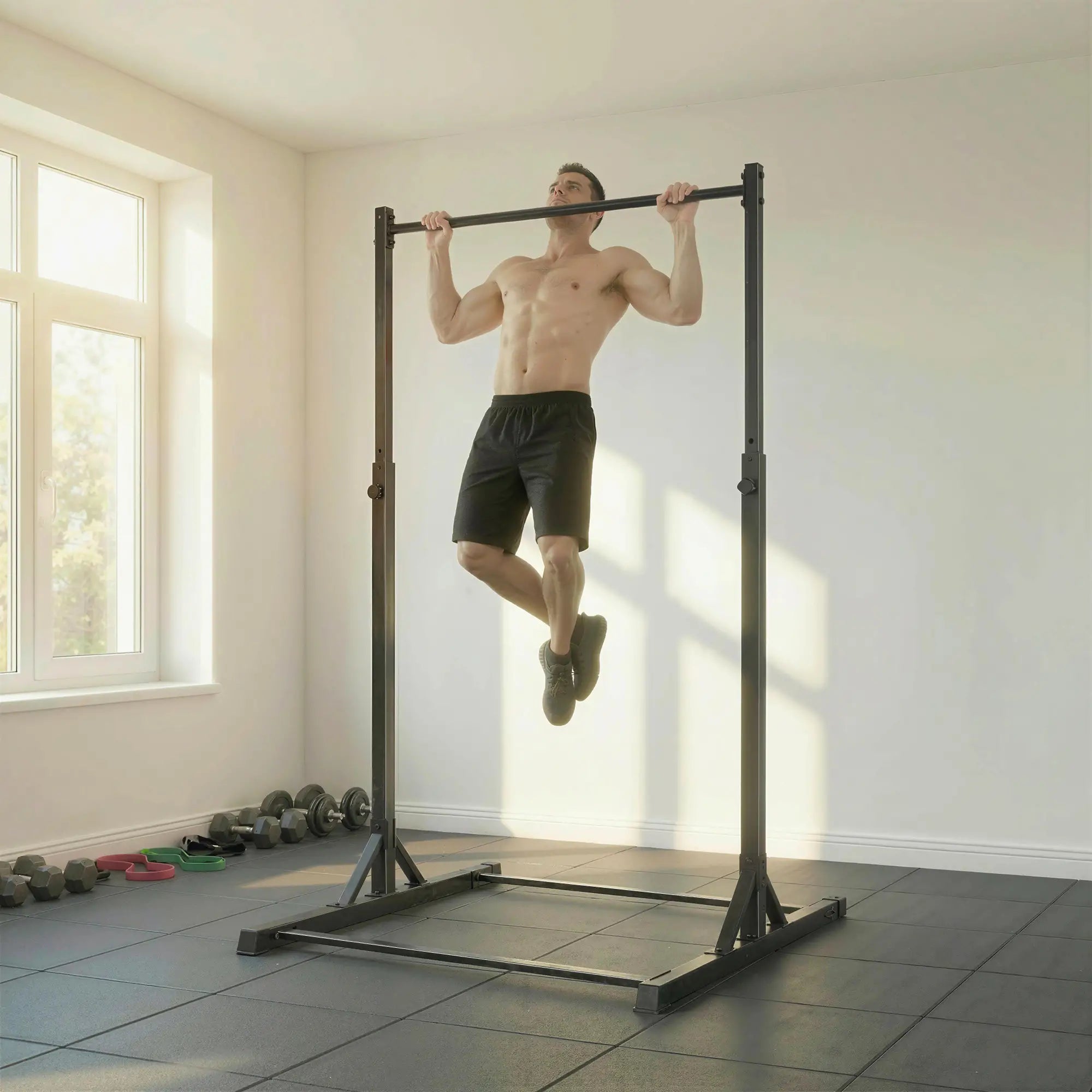 Portable Pull Up Station, Height Adjustable, 8 Levels, 440LBS Capacity Strength Training Equipment at Gallery Canada
