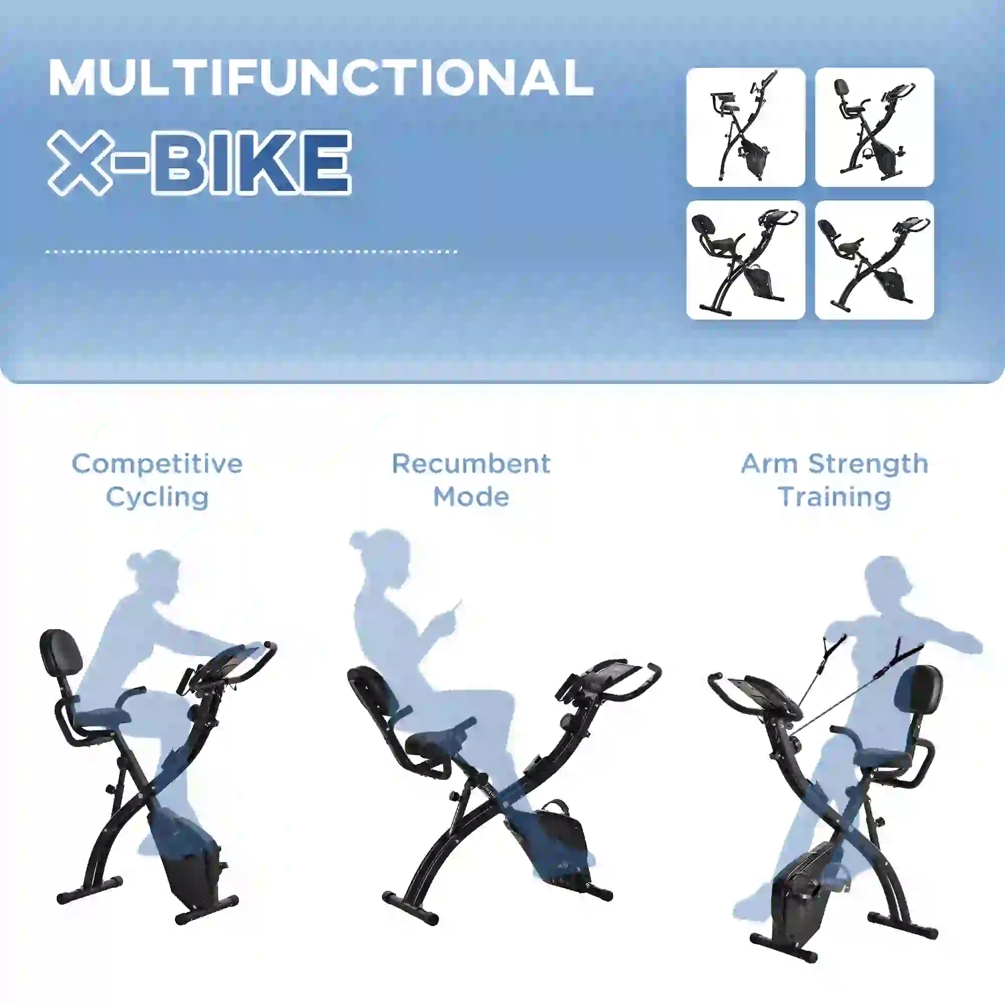 Folding Exercise Bike, 8-Level Magnetic Resistance, Adjustable Seat, Black Exercise & Stationary Bikes at Gallery Canada