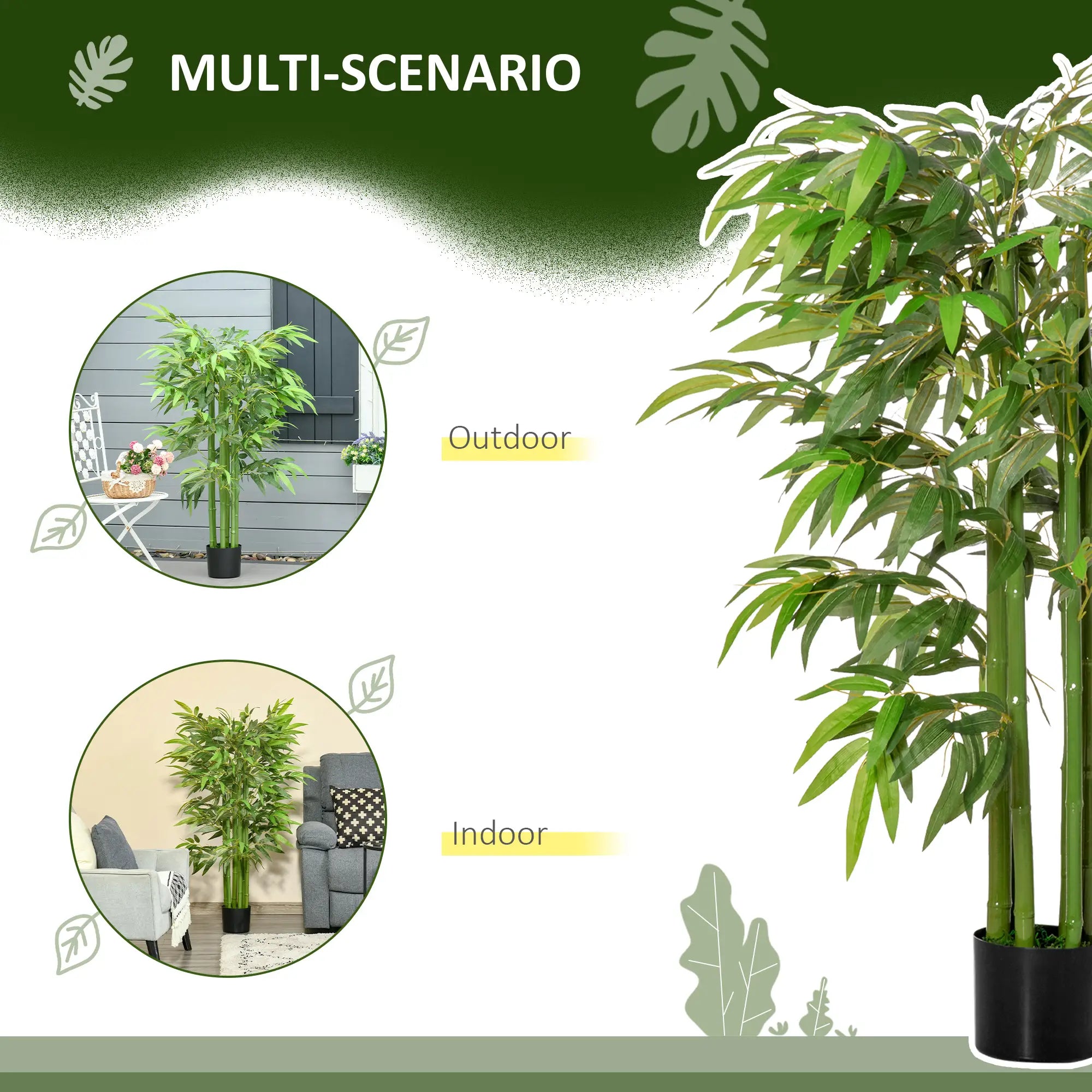 Set of 2, 4.5FT Artificial Bamboo Tree, Indoor Outdoor Decor Artificial Trees at Gallery Canada