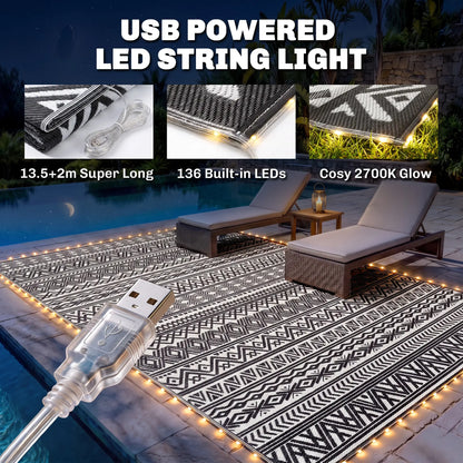 Reversible Outdoor Rug With USB Lights, 12' x 9', Carry Bag For Camping Outdoor Reversible Rugs at Gallery Canada