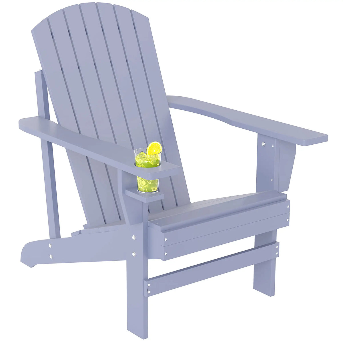 Classic Adirondack Chair With Cup Holder, Grey