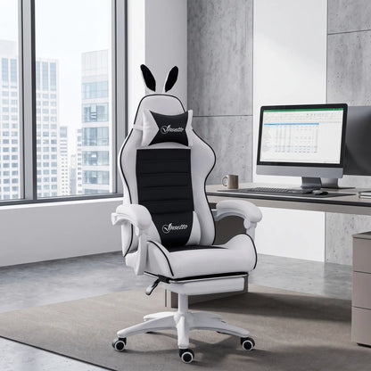 Racing Gamer Chair, PU Leather with Footrest, Headrest, Lumbar Support, Black Video Game Chairs at Gallery Canada