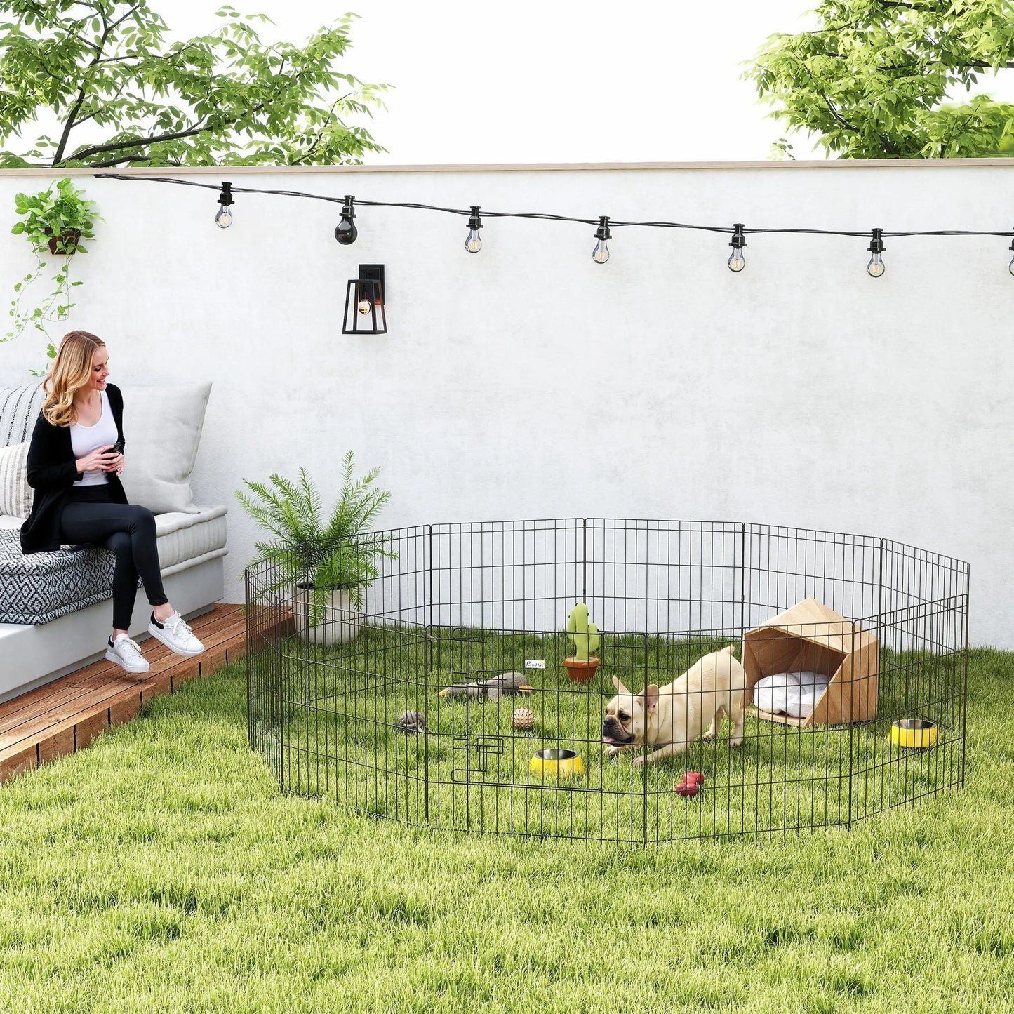 24 Inch Foldable Metal Pet Playpen, Dog Kennel Cage, 12 Panels Dog PlayPens at Gallery Canada