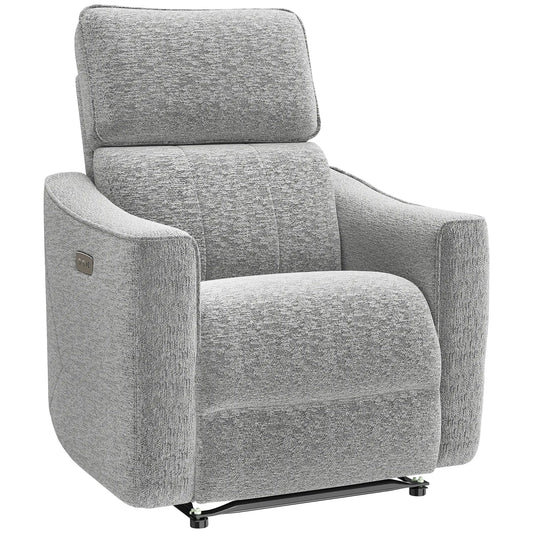 Power Recliner Chair, Linen Fabric, USB Ports, Footrest, Grey Sofas & Reclining Chairs Grey, Black at Gallery Canada