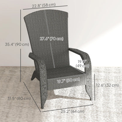 Wicker Adirondack Chair, PE Rattan Outdoor Fire Pit Chair, Heather Grey