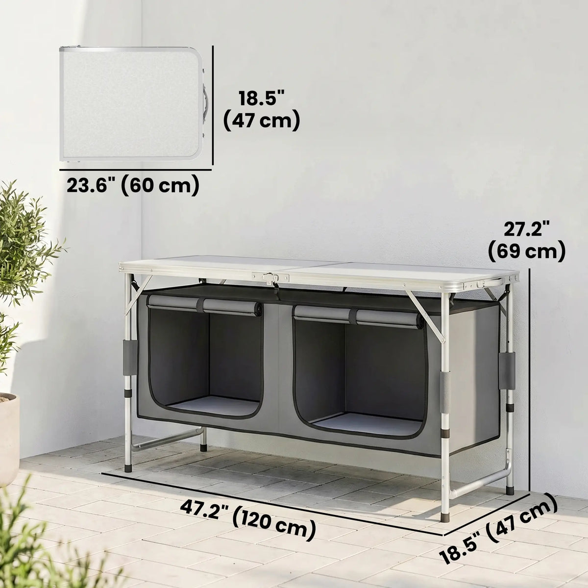 Aluminum Folding Picnic Table, Height Adjustable, Storage BBQ Camping Picnic Tables & Camping Chairs at Gallery Canada