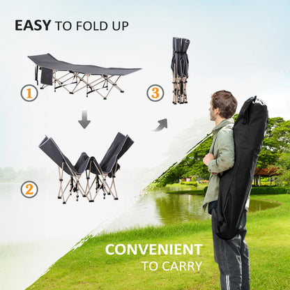Folding Camping Cot for Adults, with Carry Bag, Side Pocket, Grey Camping Cots at Gallery Canada