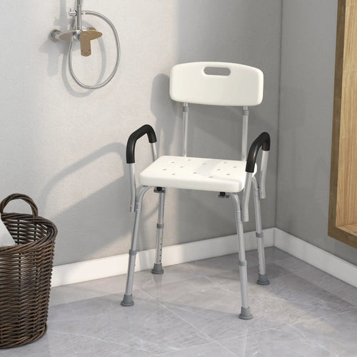 Adjustable Medical Shower Chair with Back, Padded Arms, Non Slip Tub Safety Seat