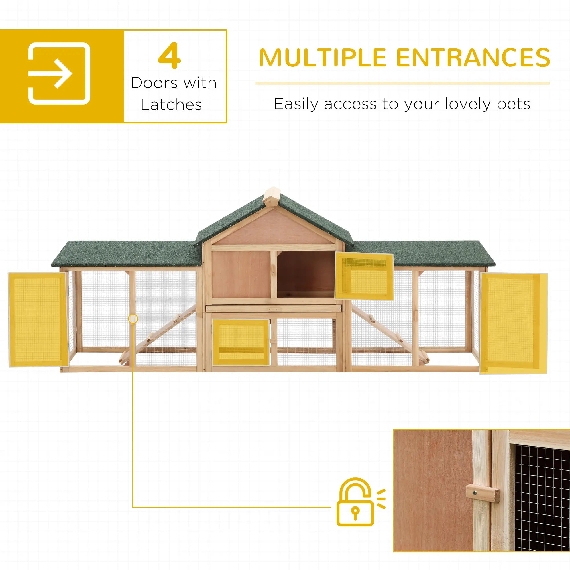 Large Rabbit Hutch, Bunny Cage, Guinea Pig House, 83
