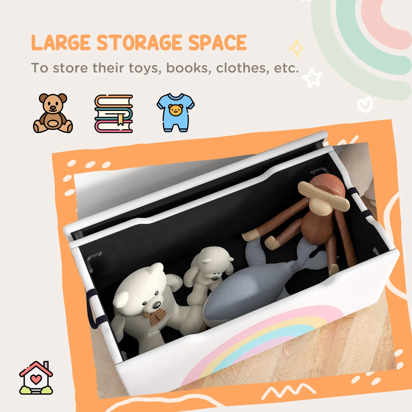 Kids Toy Chest, Lightweight Storage Bench with Lid, 3-8 Years, White Baby & Kids Storage at Gallery Canada